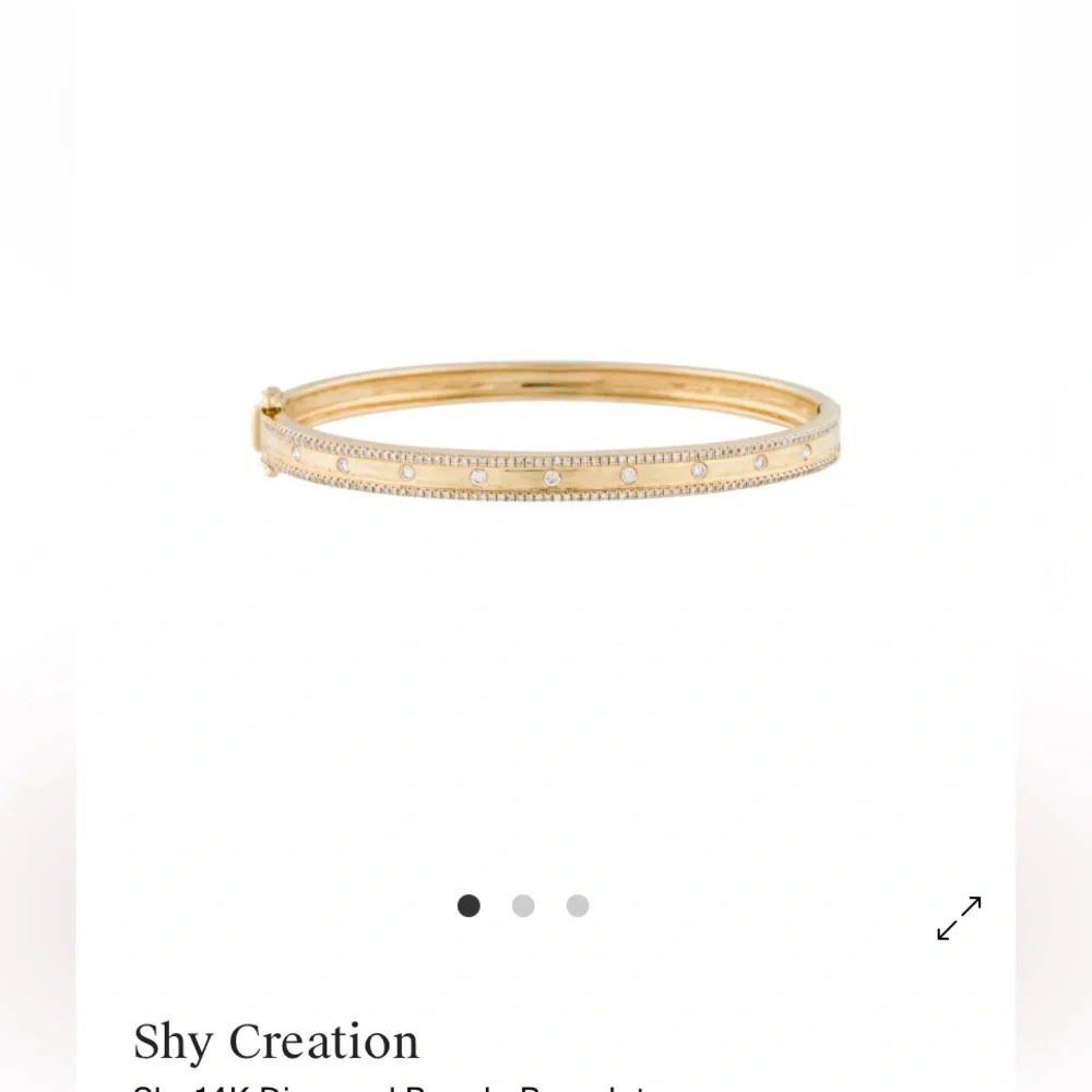 shy creation bangle 14k gold diamonds bracelet - Picture 3 of 7